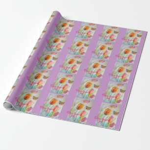 Follow Your Joy Inspirational Quote Tulip Wrapping Paper