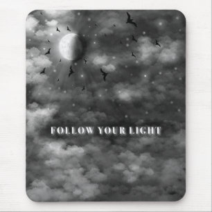 Follow Your Light Celestial Moon and Clouds Mous Mouse Mat