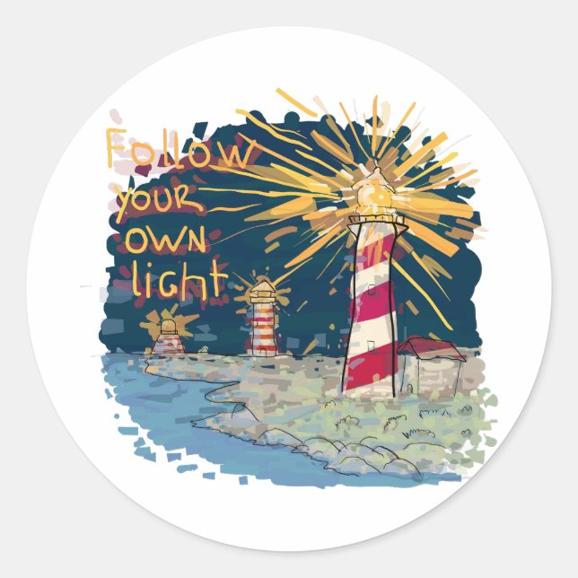 Follow Your Own Light Classic Round Sticker (Front)