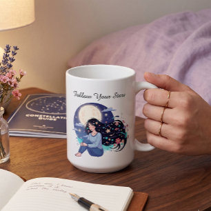 Follow Your Stars Celestial Woman Art Print Moon Coffee Mug