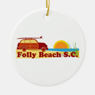 Folly Beach. Ceramic Tree Decoration