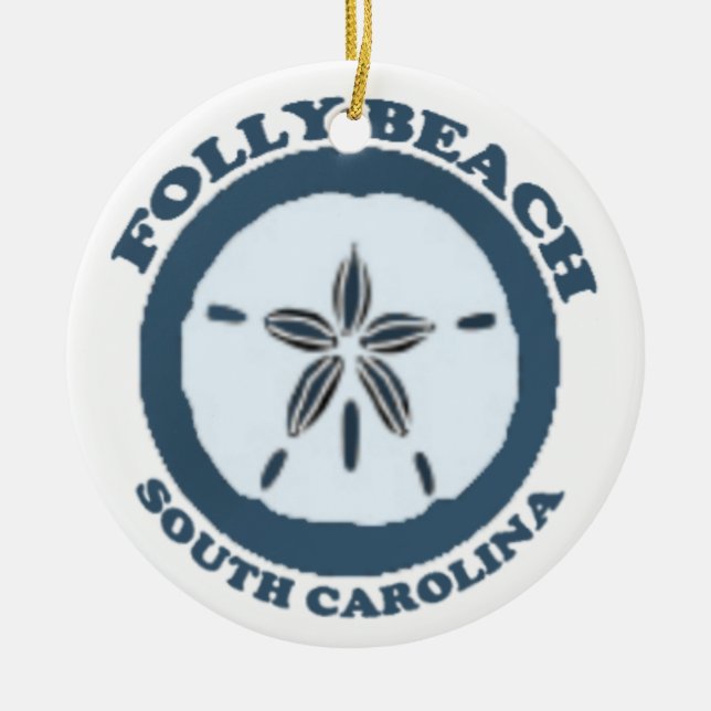 Folly Beach. Ceramic Tree Decoration (Front)