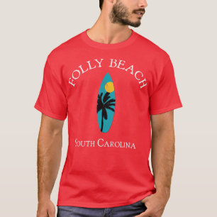Folly Beach Charleston South olina Vintage Palm Su T-Shirt