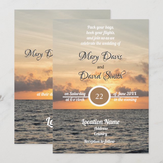 Folly Beach Morning Wedding Invitation (Front/Back)