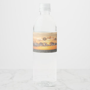 Folly Beach Morning Wedding Water Bottle Label