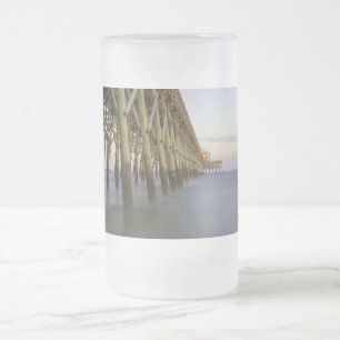 Folly Beach Pier Beauty Frosted Glass Beer Mug