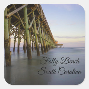Folly Beach Pier Beauty Square Sticker