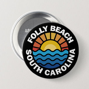 Folly Beach, South Carolina 7.5 Cm Round Badge
