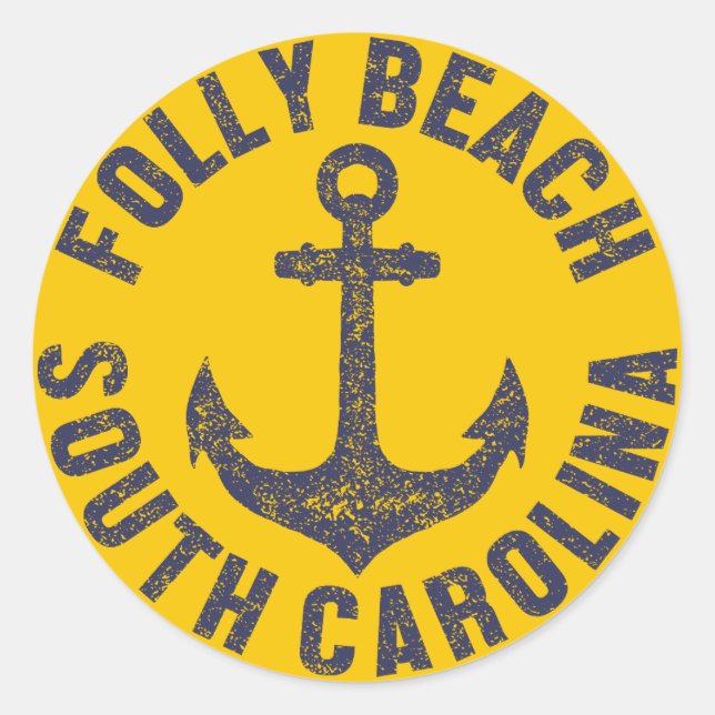 Folly Beach,South Carolina Classic Round Sticker (Front)