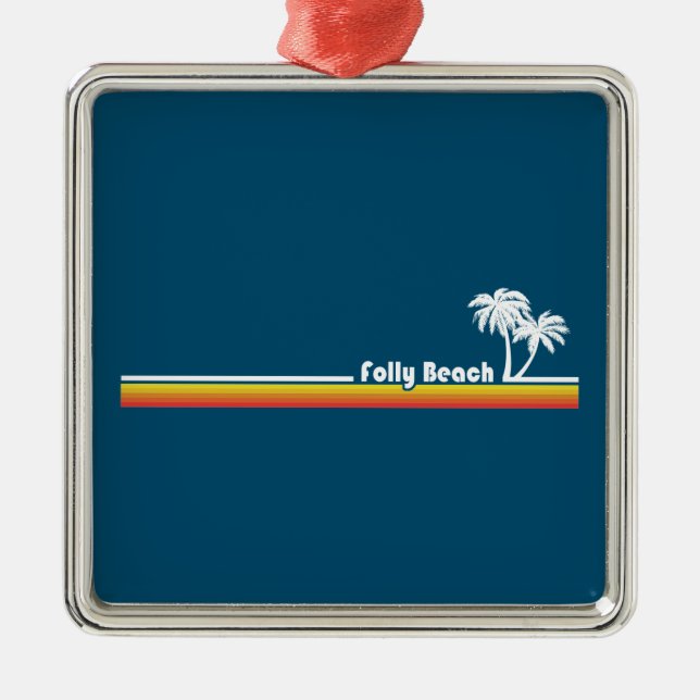 Folly Beach South Carolina Metal Tree Decoration (Front)