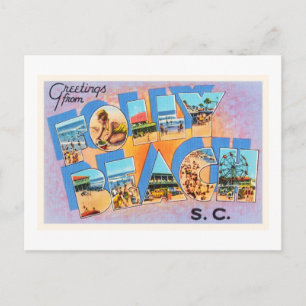 Folly Beach South Carolina SC Old Vintage Postcard