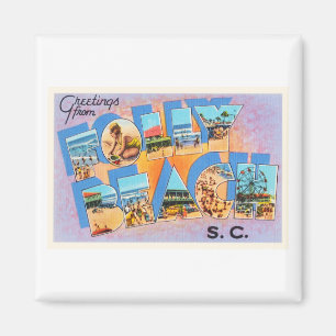 Folly Beach South Carolina SC Old Vintage Postcard Magnet