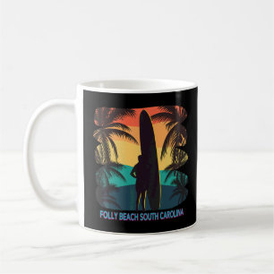 Folly Beach South Carolina Sc Palm Tree Surfboard  Coffee Mug