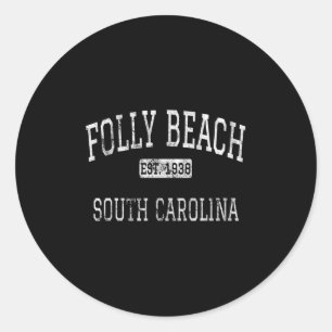 Folly Beach South Carolina Sc Vintage Classic Round Sticker