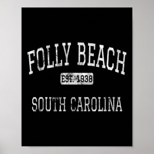Folly Beach South Carolina Sc Vintage Poster