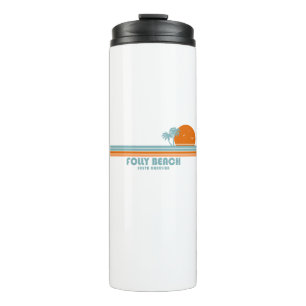 Folly Beach South Carolina Sun Palm Trees Thermal Tumbler