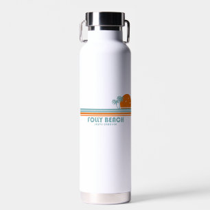 Folly Beach South Carolina Sun Palm Trees Water Bottle