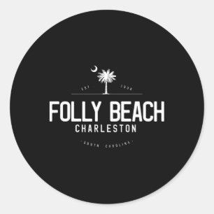 Folly Beach South Carolina Surfing  Classic Round Sticker