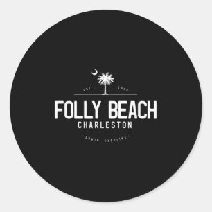 Folly Beach South Carolina Surfing Classic Round Sticker