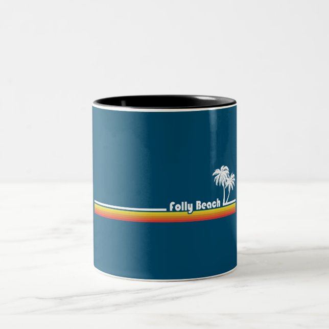 Folly Beach South Carolina Two-Tone Coffee Mug (Center)