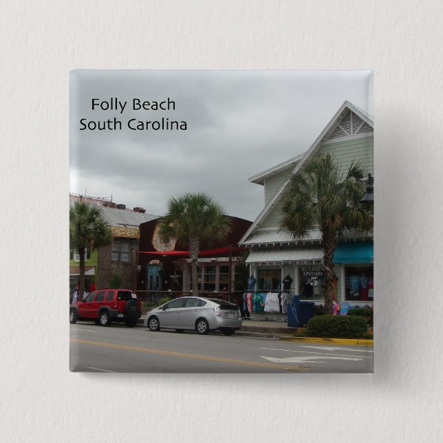 Folly Beach Strip 15 Cm Square Badge (Front)