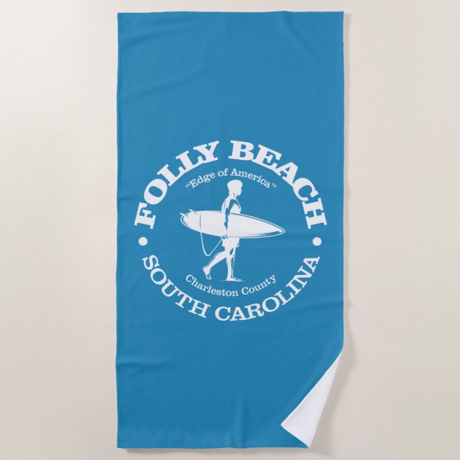 Folly Beach (surfer) Beach Towel (Front)