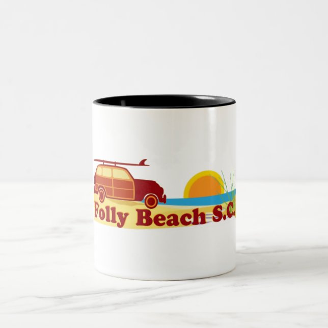 Folly Beach. Two-Tone Coffee Mug (Center)
