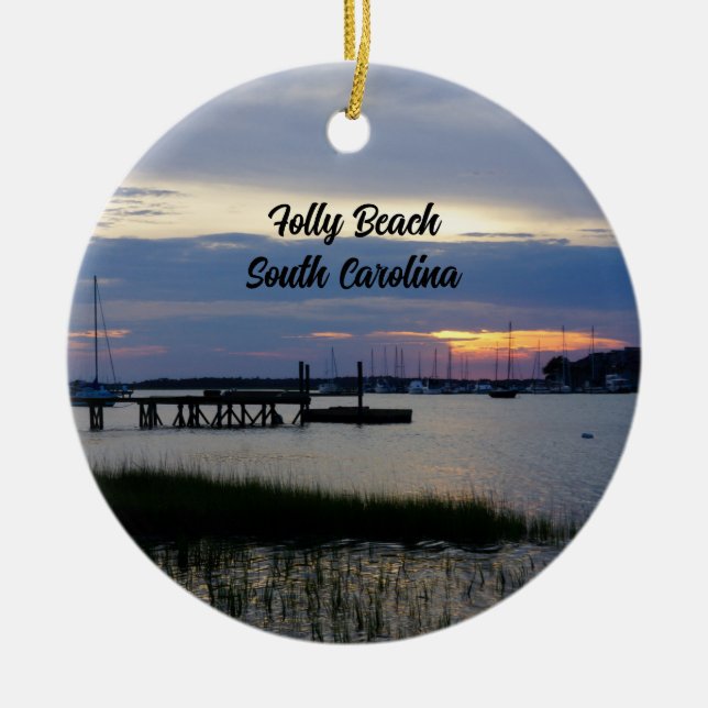 Folly Harbour Sunset Ornament (Front)