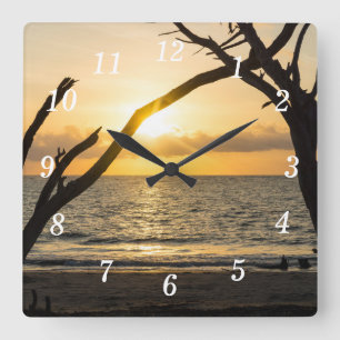 Folly Sunrise Tree Silhouette Wall Clock