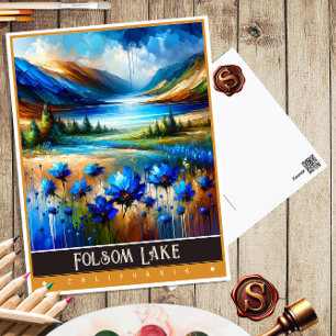 Folsom Lake, California Vintage Painting Postcard