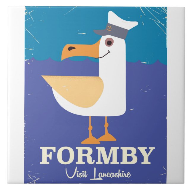 Fomby Lancashire seagull travel poster Tile (Front)