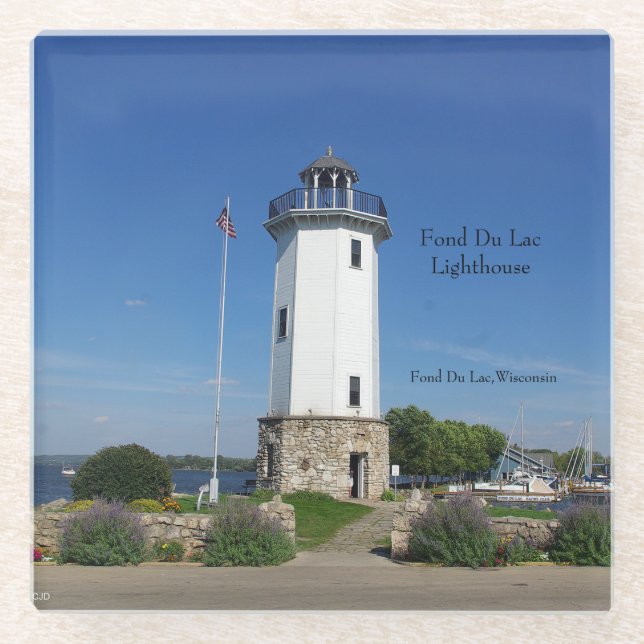 Fond Du lac Lighthouse glass coaster (Front)