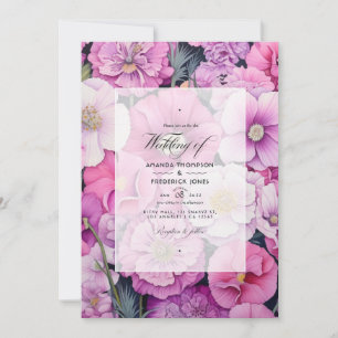Fondant Pink Floral Wedding Invitation