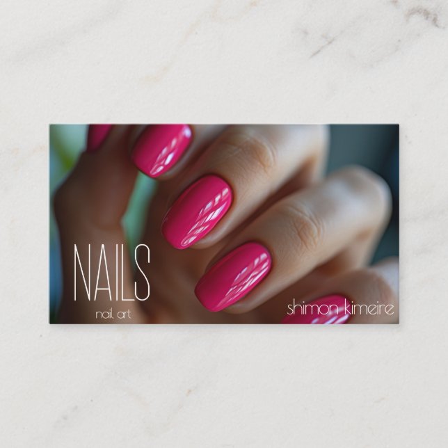 Fondant Pink Nail Art  Business Card (Front)