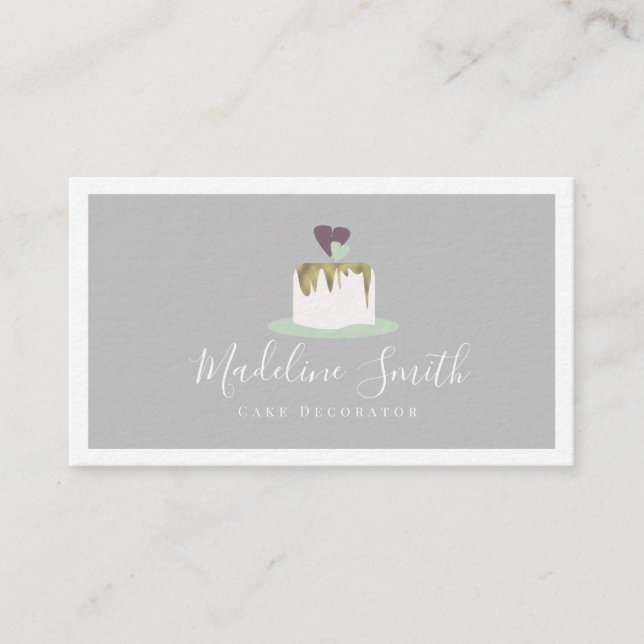 Fondant Wedding Cake Decorator Faux Gold  Business Card (Front)