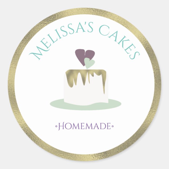 Fondant Wedding Cake Tier Bakery Logo Classic Round Sticker (Front)