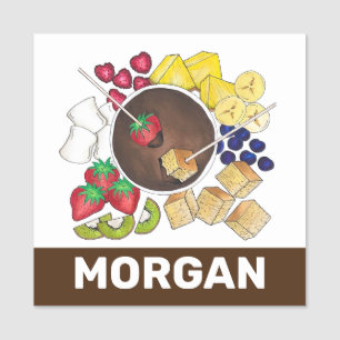 Fondue Fruit Cake Berries Marshmallow Dessert Food Name Tag