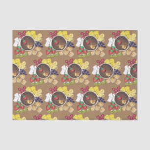 Fondue Fruit Cake Berries Marshmallow Dessert Food Tissue Paper
