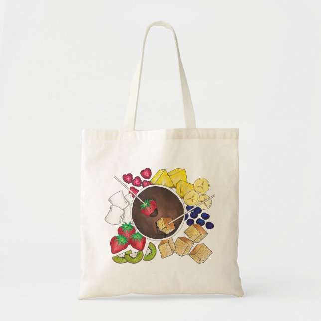 Fondue Fruit Cake Berries Marshmallow Dessert Food Tote Bag (Front)