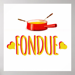 Fondue hearts and pot poster