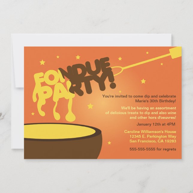 Fondue Party Invitation - Cheese (Front)