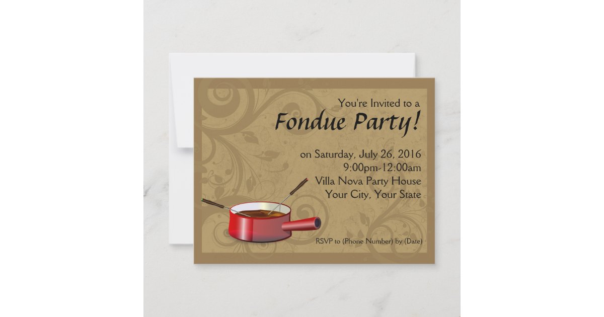Fondue Party Invitations - Chocolate | Zazzle