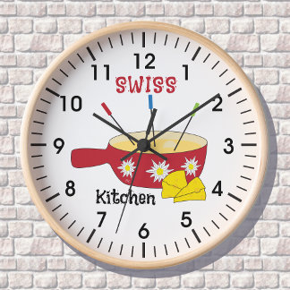 Fondue Pot | Swiss Kitchen Wall Clock