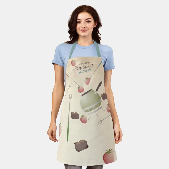 Fondue strawberry chocolate personalised kitchen apron (Worn)