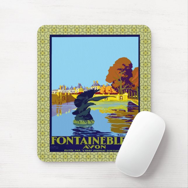 Fontainebleau Avon French Travel Poster Mouse Mat (With Mouse)