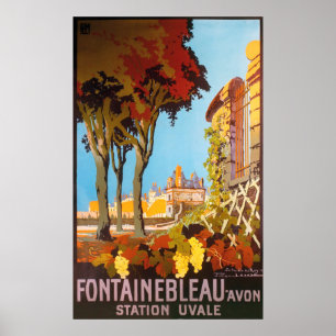 Fontainebleau Avon Station Uvale Vintage Travel Poster