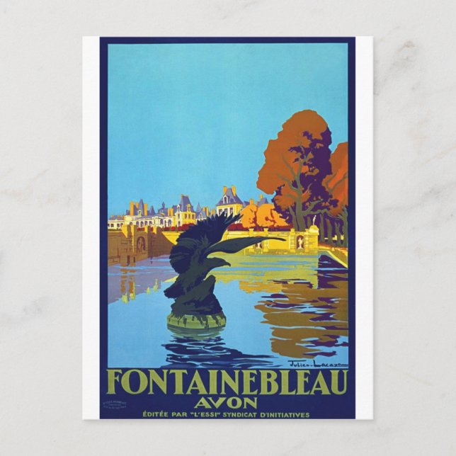 Fontainebleau Vintage Travel Poster Postcard (Front)