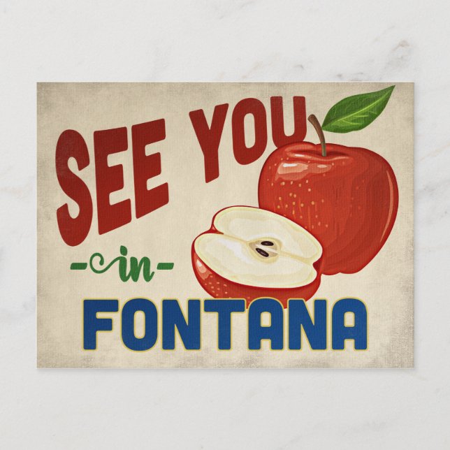 Fontana California Apple - Vintage Travel Postcard (Front)
