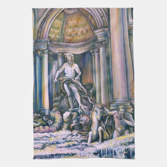 Fontana Di Trevi, Roma, Italy Tea Towel (Vertical)