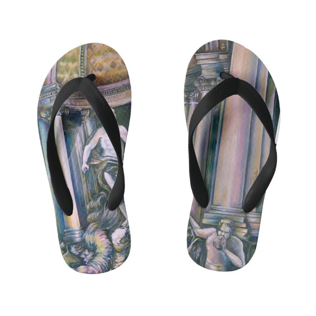 Fontana Di Trevi, Roma Kid's Flip Flops (Footbed)